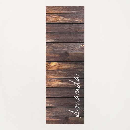 Rustic Brown Barn Wood Script Individuelle Name Yogamatte (Vorderseite)