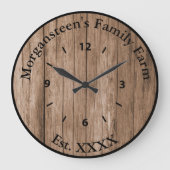 Rustic Brown Barnwood Family Zuhause etabliert Große Wanduhr (Vorderseite)