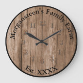 Rustic Brown Barnwood Family Zuhause etabliert Große Wanduhr (Vorderseite)