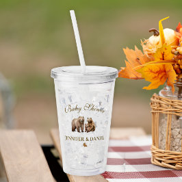 Rustic Brown Bear Family Baby Shower Acryltrinkbecher