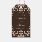 Rustic Brown Beige Floral Wedding  Geschenkanhänger (Vorderseite)