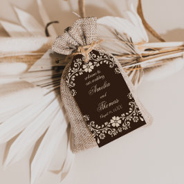 Rustic Brown Beige Floral Wedding  Geschenkanhänger