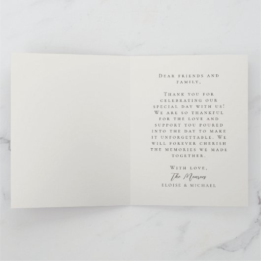 Rustic Brown Botanical Pattern Photo Wedding Dankeskarte (Innenseite)