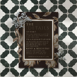 Rustic Brown Botanical Pattern Wedding Begleitkarte