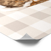 Rustic Brown Bunny And Carrots On Beige Gingham Poster (Ecke)