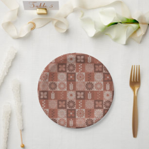 Rustic Brown Burlap Blume Blätter Paper Tellers Pappteller