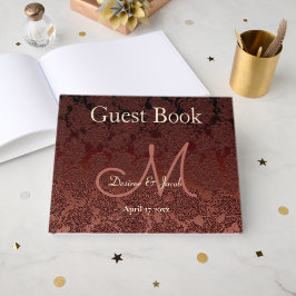 Rustic Brown Champagne Elegante Fall Monogram Gästebuch