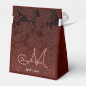 Rustic Brown Champagne Elegante Wedding Monogram Geschenkschachtel (Rückseite)