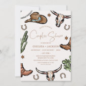 Rustic Brown Cowboy Western Couple Showbridal Einladung (Vorderseite)