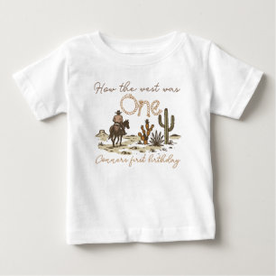 Rustic Brown Cowboy Wie West war ein 1. Geburtstag Baby T-shirt