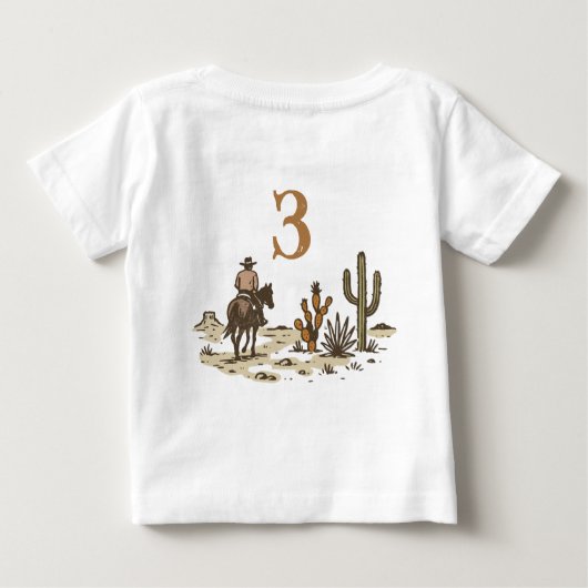Rustic Brown Cowboy, Wild Three Birthday Baby T-shirt (Rückseite)