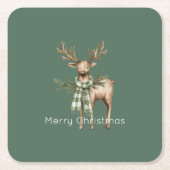 Rustic Brown Cream Green Deer Rechteckiger Pappuntersetzer (Vorderseite)
