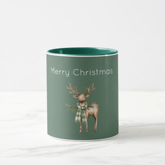 Rustic Brown Cream Green Deer Tasse (Zentrum)