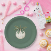 Rustic Brown Cream Green Ornament Christmas Pappteller (Party)