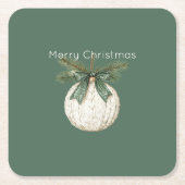 Rustic Brown Cream Green Ornament Christmas   Rechteckiger Pappuntersetzer (Vorderseite)