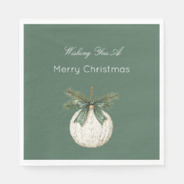 Rustic Brown Cream Green Ornament Christmas   Serviette