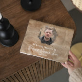 Rustic Brown Custom Text Photo Memorial Funeral Gästebuch