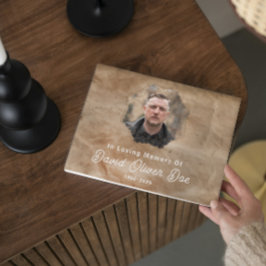 Rustic Brown Custom Text Photo Memorial Funeral Gästebuch