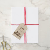 Rustic Brown Deer Antlers & Familienname Weihnacht Geschenkanhänger (Mit Garn)