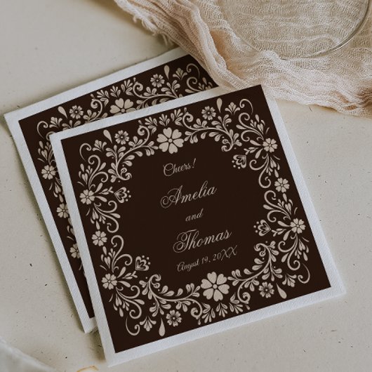 Rustic Brown Elegant Wedding  Serviette