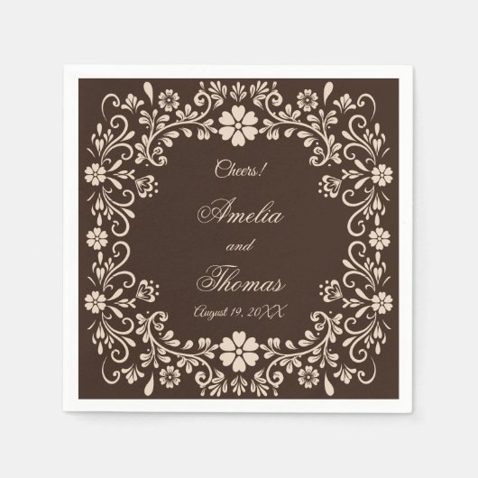 Rustic Brown Elegant Wedding  Serviette (Vorderseite)
