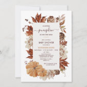 Rustic Brown Fall Kleine Pumpkin Baby Dusche Einladung (Vorderseite)