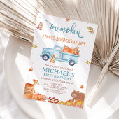 Rustic Brown Fall Pumpkin Truck 1st Birthday Einladung