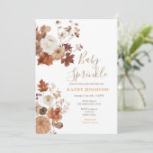 Rustic Brown Floral Fall Baby Sprinkle Invitation Einladung (Stehend Vorderseite)