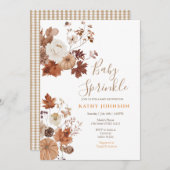 Rustic Brown Floral Fall Baby Sprinkle Invitation Einladung (Vorne/Hinten)
