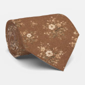 Rustic Brown Floral  Krawatte (Gerollt)