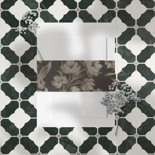 Rustic Brown Floral Pattern Wedding Einladungsbanderole