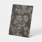 Rustic Brown Floral Signature Drink Wedding  Sockelschild (Vorderseite)