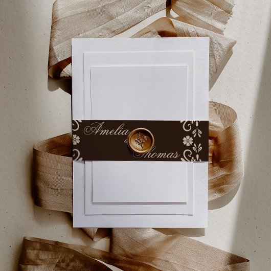 Rustic Brown Floral Wedding  Einladungsbanderole