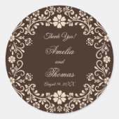 Rustic Brown Floral Wedding Thank You Runder Aufkleber (Vorderseite)