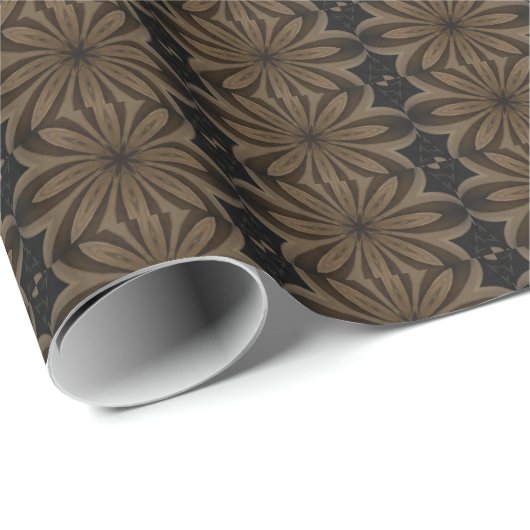 Rustic Brown Flower Kaleidoscope Design Geschenkpapier (Rolleneckpunkt)