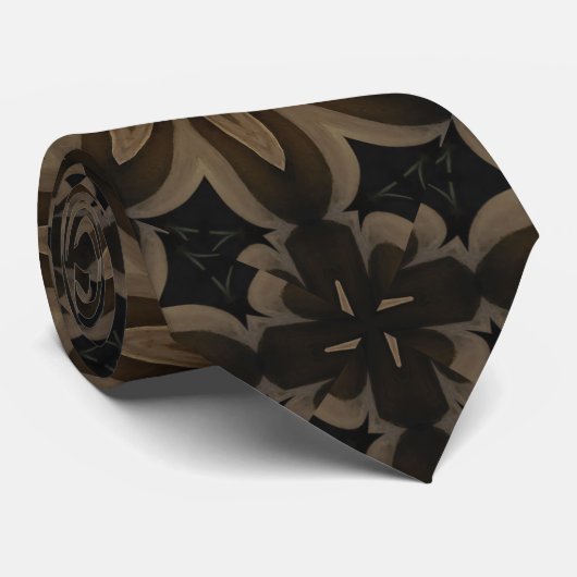 Rustic Brown Flower Kaleidoscope Design Krawatte (Gerollt)