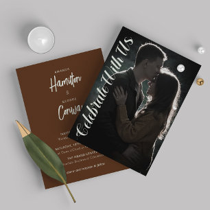 Rustic Brown Foto Hochzeit Einladung