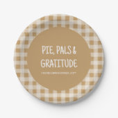 Rustic Brown Gingham Friendsgiving Dinner Party Pappteller (Vorderseite)