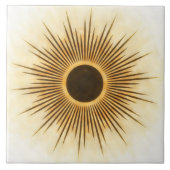 Rustic Brown Gold Sunburst Art Tile Fliese (Vorderseite)