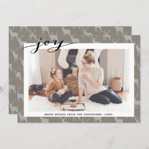 Rustic Brown Gray Burlap Elegantes Skript Minimali Feiertagskarte