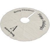 Rustic Brown Gray Familienname Weihnachtsbaumrock Polyester Weihnachtsbaumdecke (Schrägansicht)