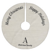 Rustic Brown Gray Familienname Weihnachtsbaumrock Polyester Weihnachtsbaumdecke (Vorderseite)