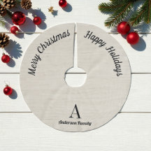 Rustic Brown Gray Familienname Weihnachtsbaumrock