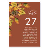 Rustic Brown Herbst Foliage Wedname Guest Name Tischnummer (Vorderseite)