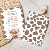 Rustic Brown Highland Cow First Rodeo 1st Birthday Einladung