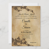 Rustic Brown Ivy Wedding Einladung (Vorderseite)
