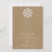 Rustic Brown Kraft Farm Windmill Moderne Hochzeit Einladung (Vorderseite)
