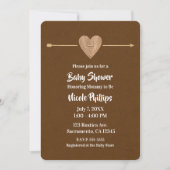 Rustic Brown Kraft Heart Arrow Barn Baby Dusche Einladung (Vorderseite)