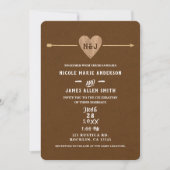 Rustic Brown Kraft Heart Arrow Woodsy Wedding Einladung (Vorderseite)