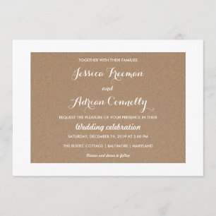 Rustic Brown Kraft Paper Country Wedding Einladung